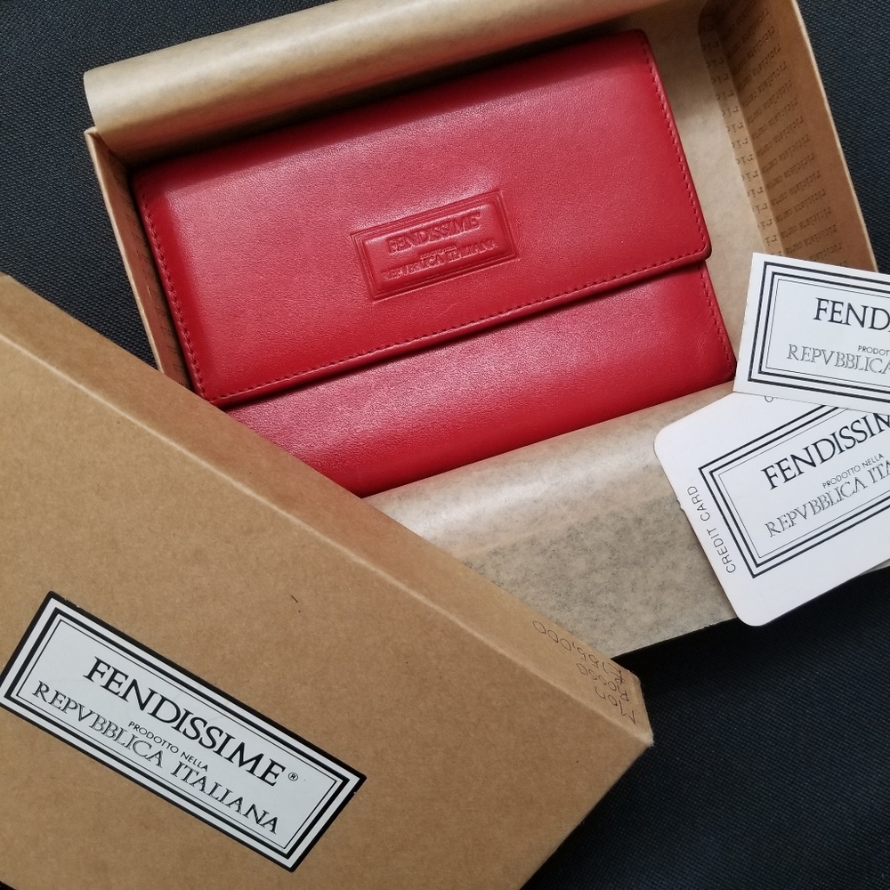 Fendi by Fendissime Red Leather Wallet